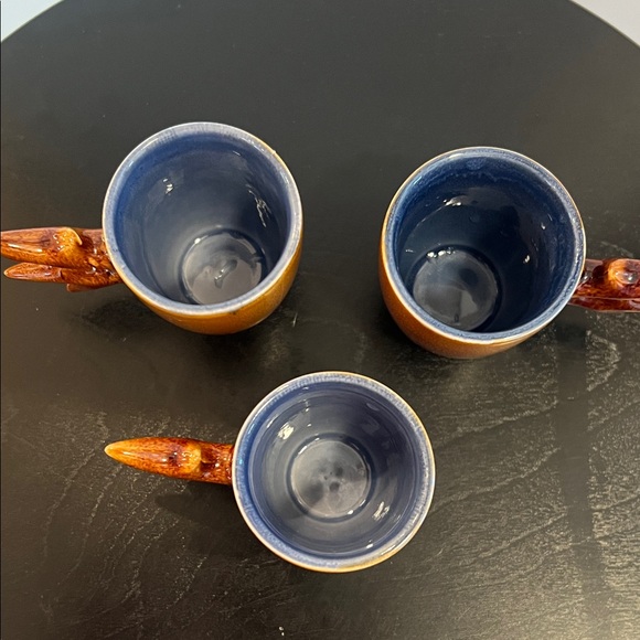 Rustic Brown Antler Handle Mugs Set of 3 - Picture 2 of 5